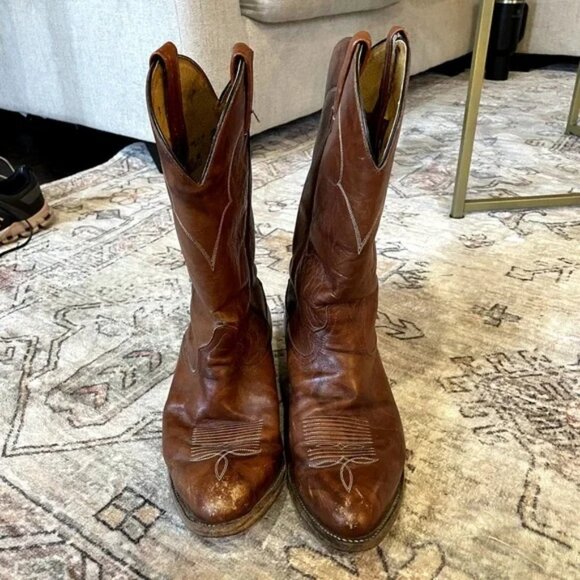 Tony Lama Men\'s Cowboy Boots Size 8EEEE in Brown Leather